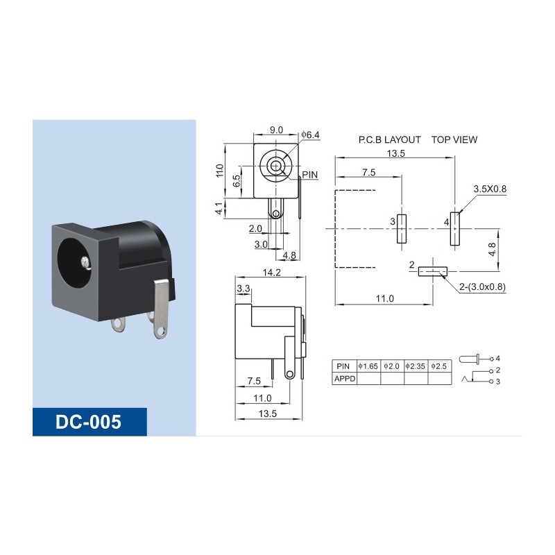 CONECTOR HEMBRA DC005