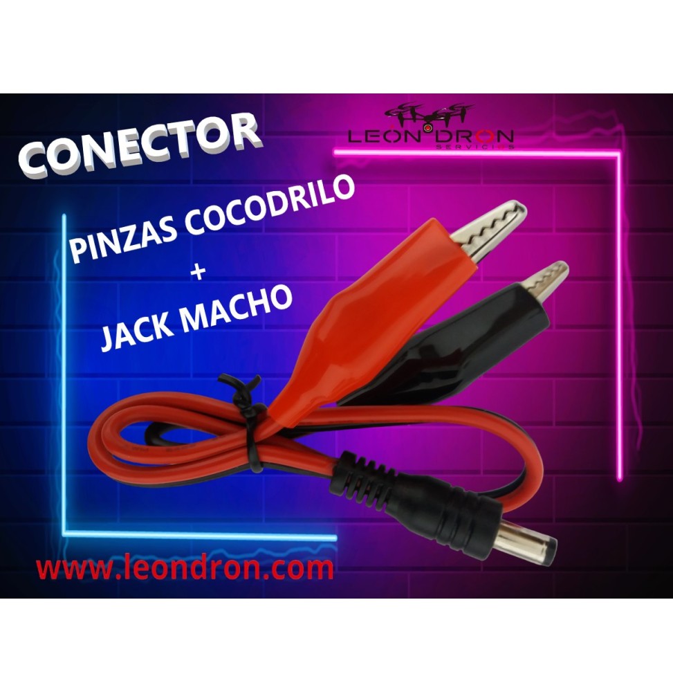 CONECTOR PINZAS COCODRILO CON CONECTOR JACK MACHO (IMAX B6)